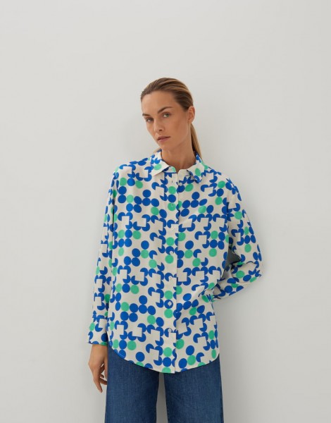 Printbluse Zisabel dot lässige Passform, fließender Stoff, abgerundeter Saum