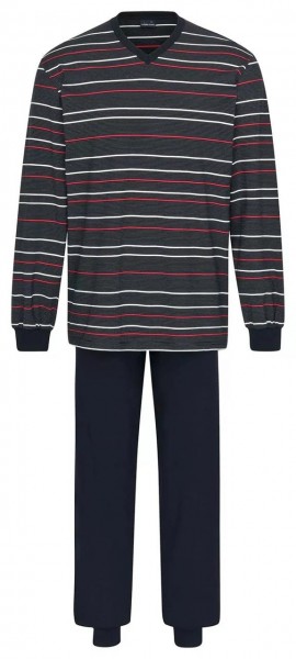 Barcelona Herren Schlafanzug lang V-Hals, nightblue