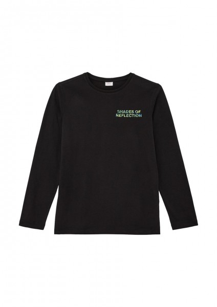 T-Shirt aus Baumwolle mit gummiertem Print, schwarz