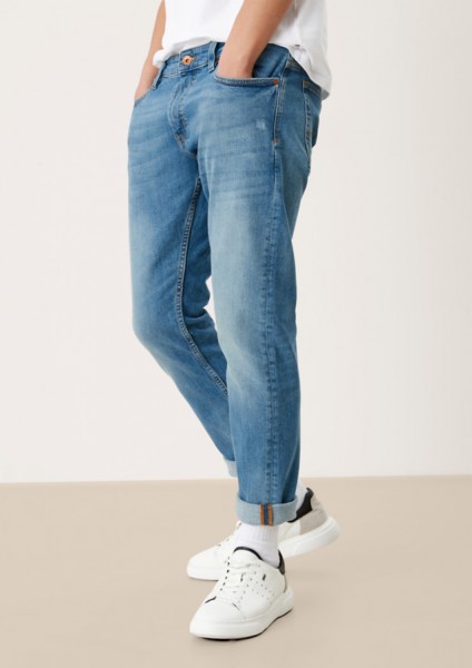 Slim Fit Jeans lang mit Reißverschluss, blau