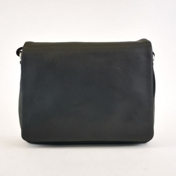 Handtasche mit Überschlag Leder*, schwarz