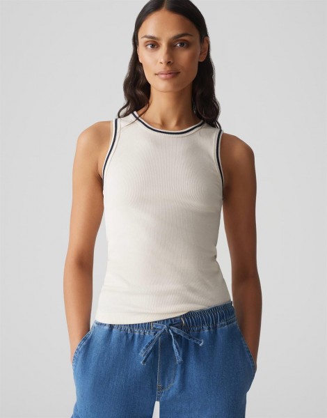 Geripptes Tanktop ILESSO PREPPY Slim, Gr. 42, natural glaze