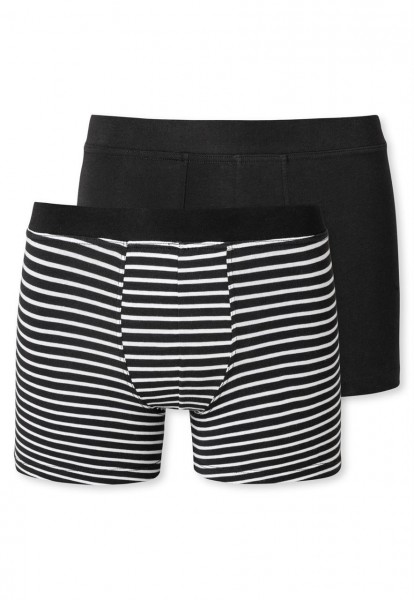 Shorts für Jungen in unifarbenem Schwarz und schwarz-weiß geringelt, im praktischen Doppelpack