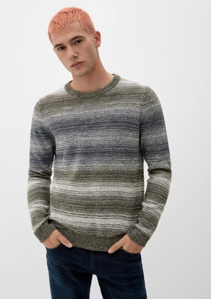 Strickpullover im Streifendesign mit Farbverlauf, blau