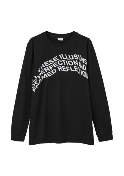 T-Shirt aus Baumwolle mit Frontprint, schwarz