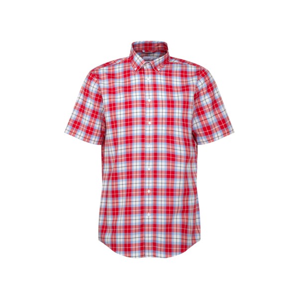 Bügelfreies Twill Kurzarm Business Hemd in Regular mit Button-Down-Kragen