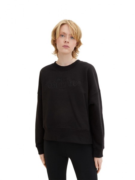Oversized Sweatshirt  langärmlig mit Rundhalsausschnitt,Logo Stickerei auf der Brust