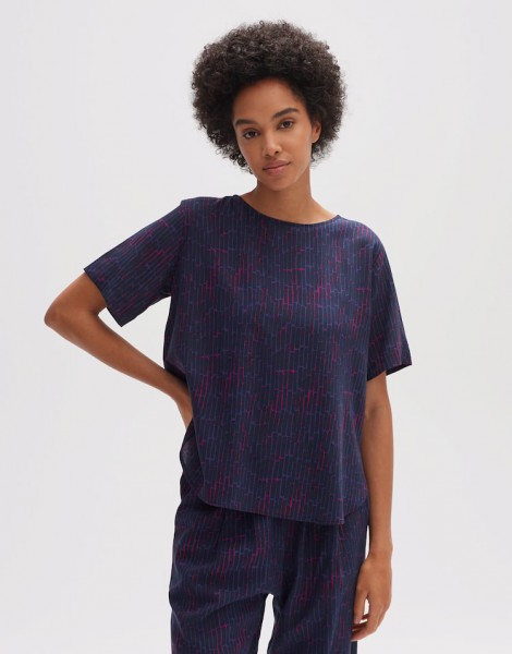 Shirtbluse Faspa sunny mit All-Over-Print aus kleinen Rechtecken