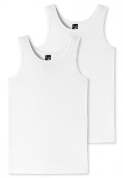 Tank Tops für Jungen in Weiß, im praktischen Doppelpack, runder Halsausschnitt