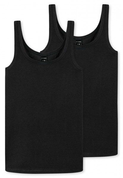Unterhemden für Mädchen in Schwarz, im praktischen Doppelpack, runder Halsausschnitt