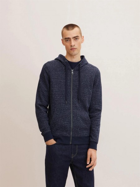 Sweatjacke mit feinen Streifen, dunkelblau