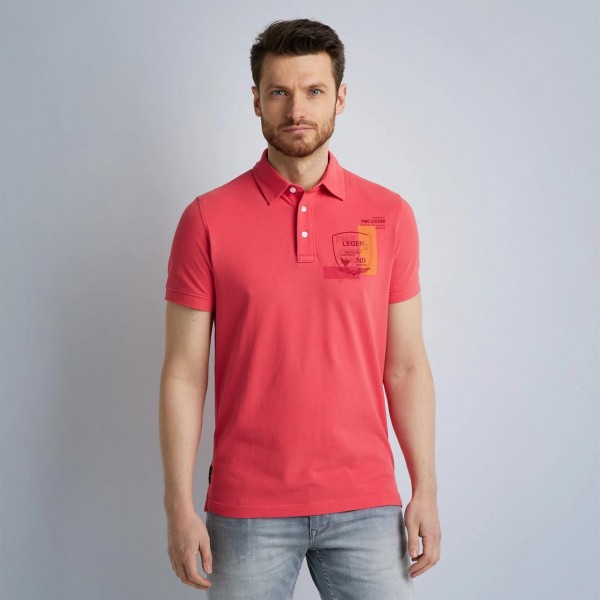 Kurzarm Stretch Piqué Polo, rot